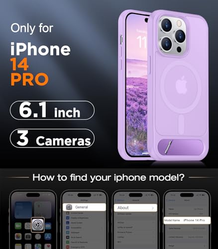 Image of Magnetic Compatible with iPhone 14 Pro Case, [Built-in Invisible Kickstand][Compatible with MagSafe] [Military Grade Shockproof] Slim Translucent Matte Phone Case for iPhone 14 Pro 6.1 inch
