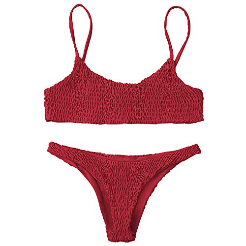 ZAFUL Women's Bathing Suits Smocked Two Pieces Bikini Set Beach Swimwear