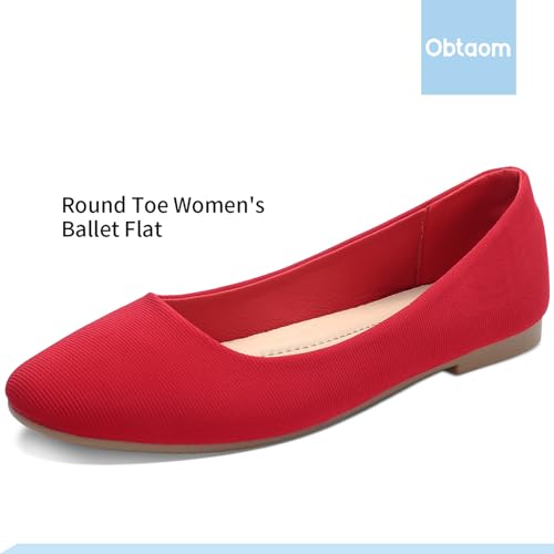 Image of Obtaom Round Toe Women Flat Shoes Slip on Girls Dress Black Ballet Flats