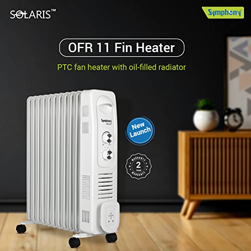 Image of Symphony Solaris OFR 11 fin 2900W Room Heater for Home with Oil-filled radiator, 11 fins, and Multidirectional Heating (Off White)