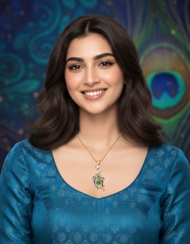 Image of RM Jewellers 92.5 Sterling Silver American Diamond Best Peacock Pendant for Women & Girls