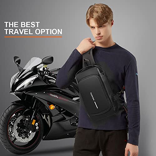 Dwenles Anti Theft Crossbody Sling Bag ,Waterproof Chest Daypack With Usb Charging, Shoulder Backpack For Men Women (Black) #TOP7
