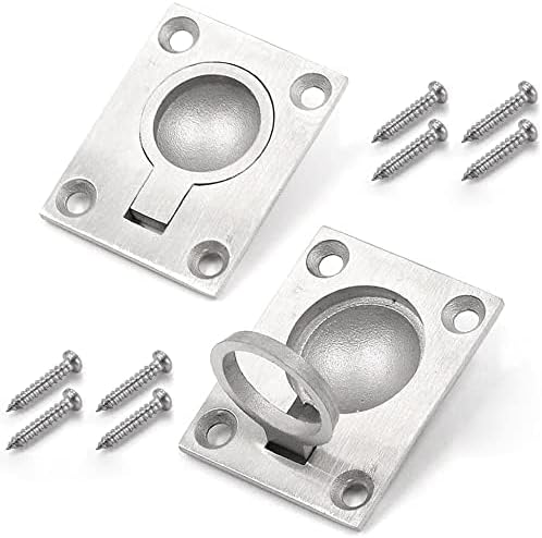 Miniatura 2 de YAKAMOZ Paquete de 2 manijas de acero inoxidable con anillo empotrado para muebles, manijas de elevación empotradas ocultas, tiradores de anillo de