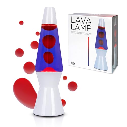GIFTMARKET – Lampada lava bullet rossa e viola. Lampada da tavolo rilassante, luce ambiente originale per adolescenti. Design retrò 31 x 9 cm, regalo divertente.