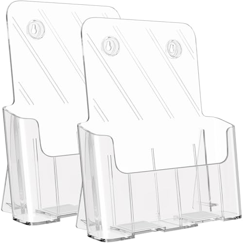 KTRIO Acrylic Brochure Holder 8.5 x 11, Clear Flyer Display Stand, 2 Pack