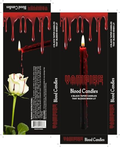 Bougies coniques qui saignent effet sang de vampire lot de 4 chandelles blanches 25,4 cm