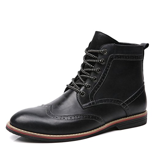 SUNROLAN LBN-1702-Black-45 Blair Men's Leather Dress Oxfords Wing Tip Style Ankle Boots US 10.5
