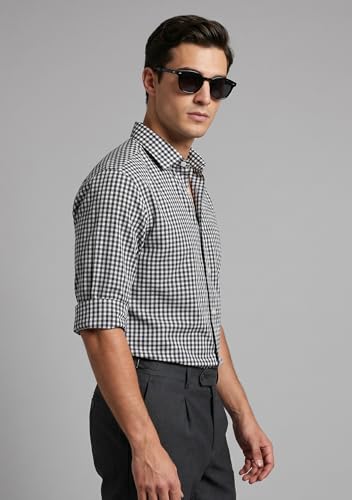 Image of Afflatus Men's Classic Gingham Check Slim Fit Button-Down Dress Shirt for Man | Long Sleeve Cotton Casual Formal Wear | Plaid Checkered Shirt for Men | Business Casual Office Wear