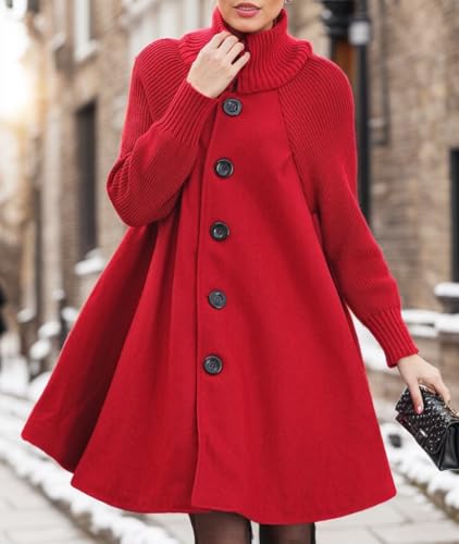 TIAFORD Womens Winter Coats Warm Button Down Turtleneck Trench Coat Long Sleeve Long Jackets Dress Overcoat2