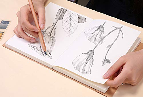 Kraft Cover Drawing Notebook & Sketchbook – Set of 2 Blank Plain Sketch Books – 125g Thick Paper, 200x280mm Paper Ideal for Drawing & Sketching- 128 sheets/256 Pages – 180 Degree Opening, 2pcs