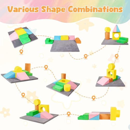 Image of STAOLENE Foam Climbing Blocks for Toddlers 1-3, Soft Play Climbing Toys Climb and Crawl Climbing Toys Soft Foam Play Set (Multicolor)
