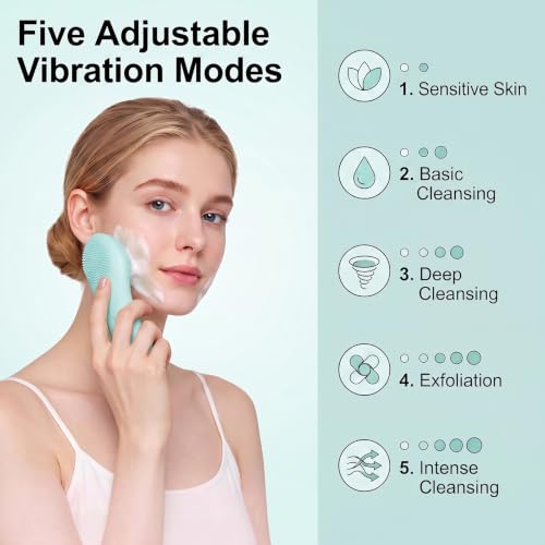 Cepillo de limpieza facial de silicona suave con diseño ergonómico y azul 2