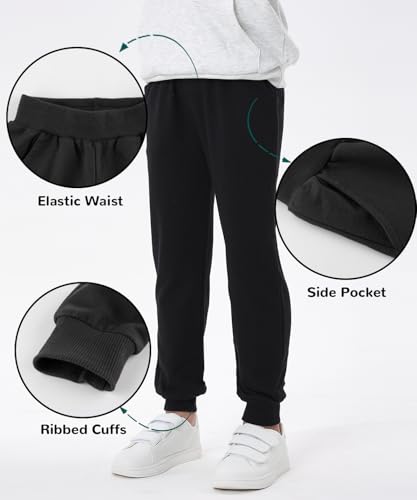 Image of GFQLONG Toddler Boys 2 Pack Cotton Active Jogger Sweatpants,Kids Casual Athletic Solid Pocket Pull On Pants