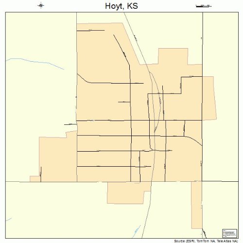 Large Street & Road Map of Hoyt, Kansas KS Printed poster size wall