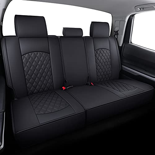 YIERTAI 2008-2022 Toyota Tundra Car Seat Covers Waterproof Faux Leather Back Seat Covers Fit for Crewmax Double Extended Cab Regular Cab Pickup Truck(1 Rear Seat Cover/Black)