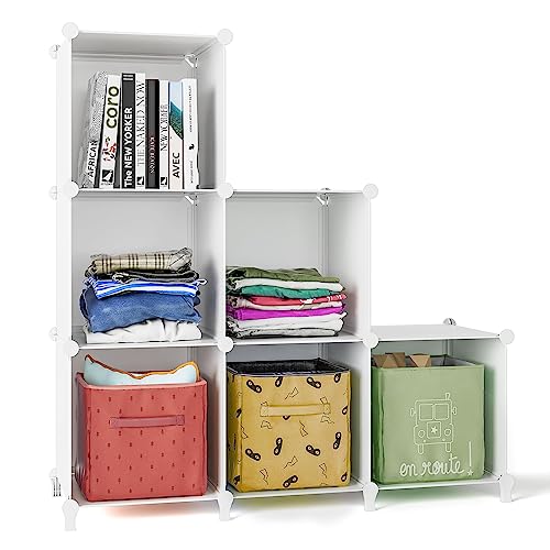 Image of FUNLAX Cube Storage, 6 Storage Cubes Closet Organizers and Storage Portable Cube Storage Organizer Plastic Bookshelf Bookcase for Study Room, Bedroom, Office, White