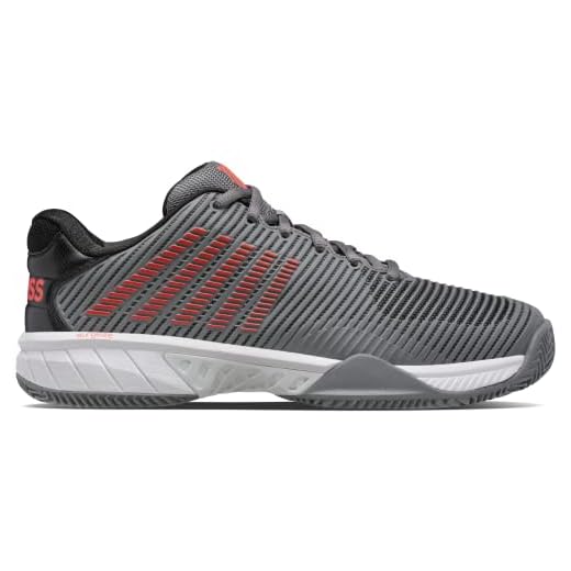 K-Swiss Hypercourt Express 2 HB, Zapatos de Tenis Hombre, Steel Gray/Jet Black/Spicy Ora, 45 EU