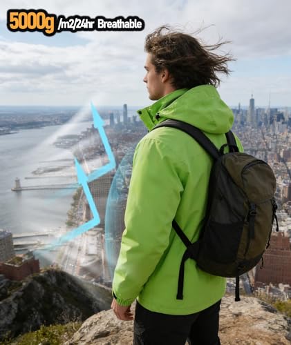 Image of Men's Rain Jacket Waterproof Lightweight Hood jackets for Hiking Cycling Travel Raincoat S-6XL