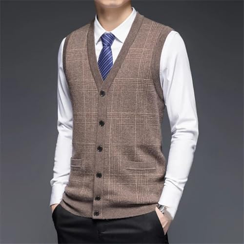 Men Single Breasted Woolen Sweater V Neck 100 Percent Solid Wool Vest3