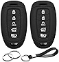 INFIPAR 2pcs Compatible with 2020 Hyundai Palisade Smart 5 Buttons Black Silicone FOB Key Case Cover Protector Keyless Remote Holder for 2020 Hyundai Palisade 5 Buttons