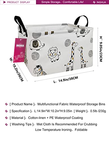 Inghua Rectangular Storage Basket Fabric Organizer Bin For Toys,Books,Clothes,Gifts,Pets-Perfect For Home,Office,Nursery,Dorm,Shelf(Rec-Animals) #TOP1