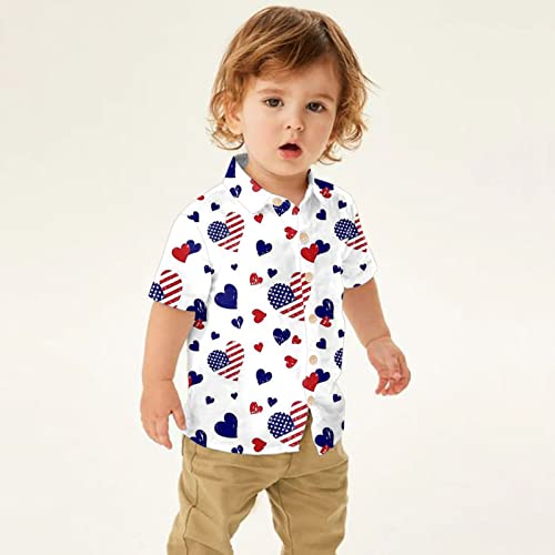 KAGAYD Baby Boy Independence Day Button Up Shirts Short Sleeve American Flag Dress Shirt Tops Casual Summer2