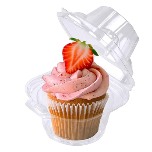 Image of NPLUX 150 Pack Individual Cupcake Containers Plastic Cupcake Box Stackable