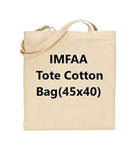 IMFAA100% Natural Cotton Canvas Reusable Shoulder/Hand Tote Shopping Bags. Natural Colour Ideal for Printing and Embroidery. (50, Large (45x40))
