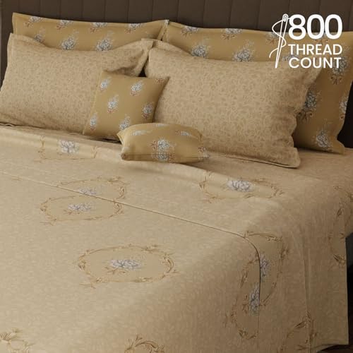 Image of BOUTIQUE LIVING Platinum Pulse Monticello 100% Cotton 800 TC Brown Floral King Bedding Set