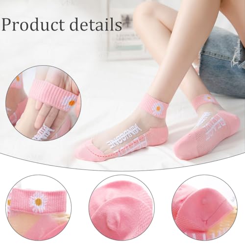FZBNSRKO 7 Pairs Sheer Lace Ankle Socks Ultra Thin Transparent Colorful Mesh Low Cut Sock Short No Show Liner Thin Lace Fishnet Socks for Women/Girls(Mixed Color)2