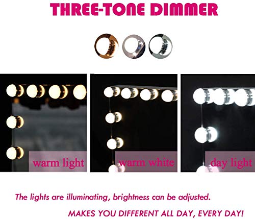 Amst Hollywood Vanity Mirror With Lights, Lighted Makeup Mirror With 15Pcs Dimmable Led Bulbs And 10X Magnification, 3 Color Lighting Modes & Usb Outlet & Smart Touch Control, 22.8"X 17.5" #TOP1