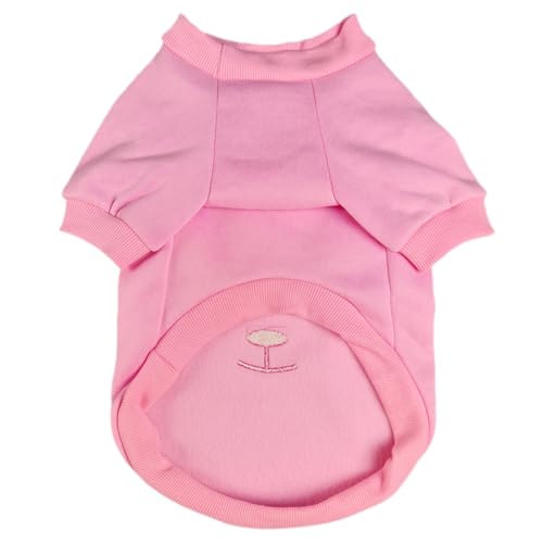 Image of Pink Cute Dog Sweater Soft Winter Clothes for Small Dogs, XS | Classic Pink Knit Pullover, Fall Winter Outfit, Elastic Cuffs, Holiday Party Matching, Machine Washable Sweatshirt for Pets