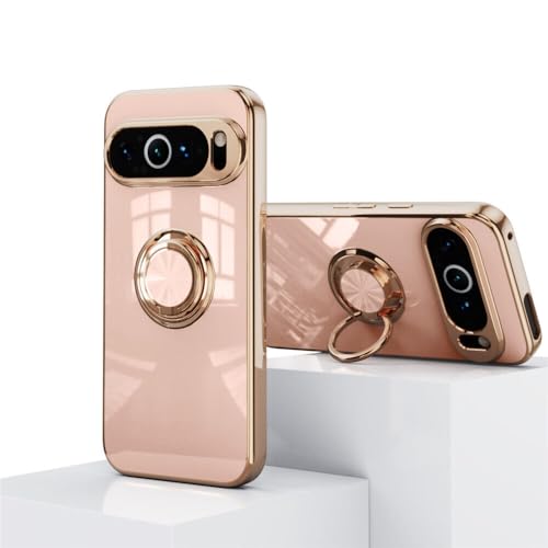 Coque Google Pixel 9 Pro silicone rose anneau arrière anti-chute et stable