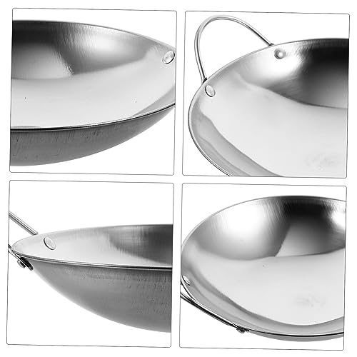 Wok de acero inoxidable grueso con dos asas PRETYZOOM 2 piezas miniatura 4