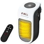 G-WILL Smart Plug in Heater 600W [Gen 2] (White) - 4p/hr Running Cost, Wake-up Timer, Cuts 75% Energy, Ceramic Mini Portable Electric Space Fan Heater, Auto Thermostat, 4-Layer Safety System