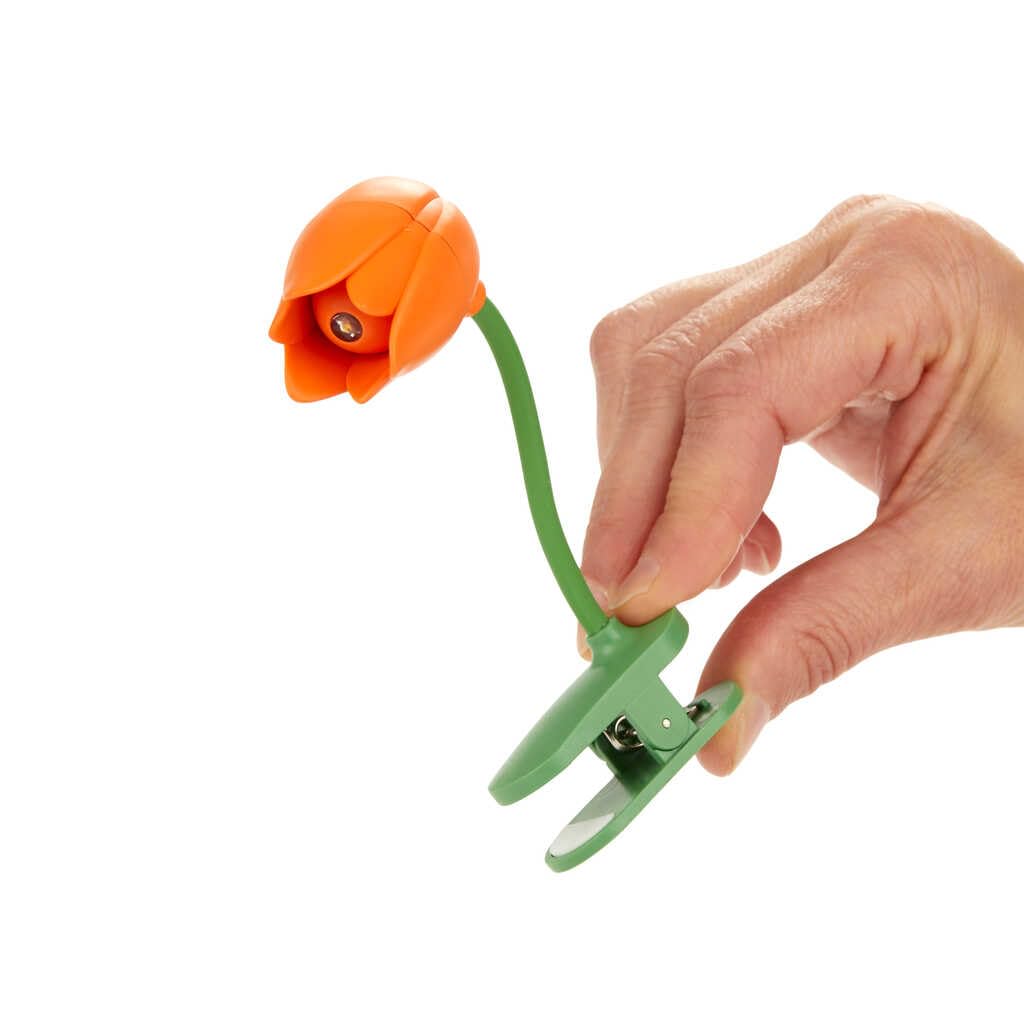 Balvi Lampada Flessibile con Clip a Forma di Tulipano Arancia per Lettura