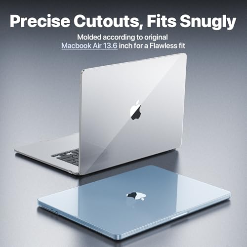 Image of Soonjet Compatible with MacBook Air 13 inch Case, Crystal Clear Shell, Fits 2022-2026 M5 /M4 /M3 /M2 A3449 A3240 A3113 A2681, Color-Matched Transparent Design for All MacBook Air 13.6 inch