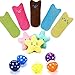 Binjor 18Pcs Juguete para Gatos con Hierba gatera Resistente mordiscos Juguete Vocal Almohada para Pulgar Perros y Gatos Juguetes de Peluches para Gatos Bolas de plástico con Campanas