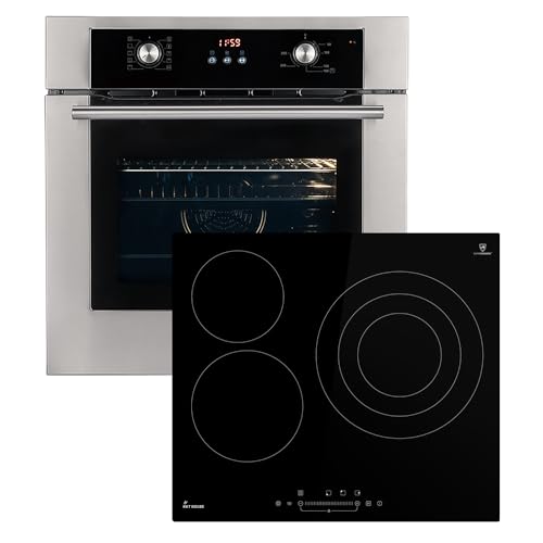 Conjunto: 60cm Horno electrico empotrable BO8810SS + 59cm Placa vitrocermica KF5903SP | Parrilla | Aire caliente | Extracciones telescópicas | Temporizador automático | SET8810KF593SP