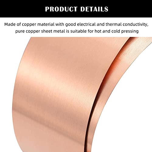 Reines Kupferblech Rolle, Blatt Kupferfolie Kupferplatte Metallfolien-Platte, Metallfolie Verwendet Kupferband für Schmuck und Schweißen, DIY 1000 mm x 0,1 mm (100mm)