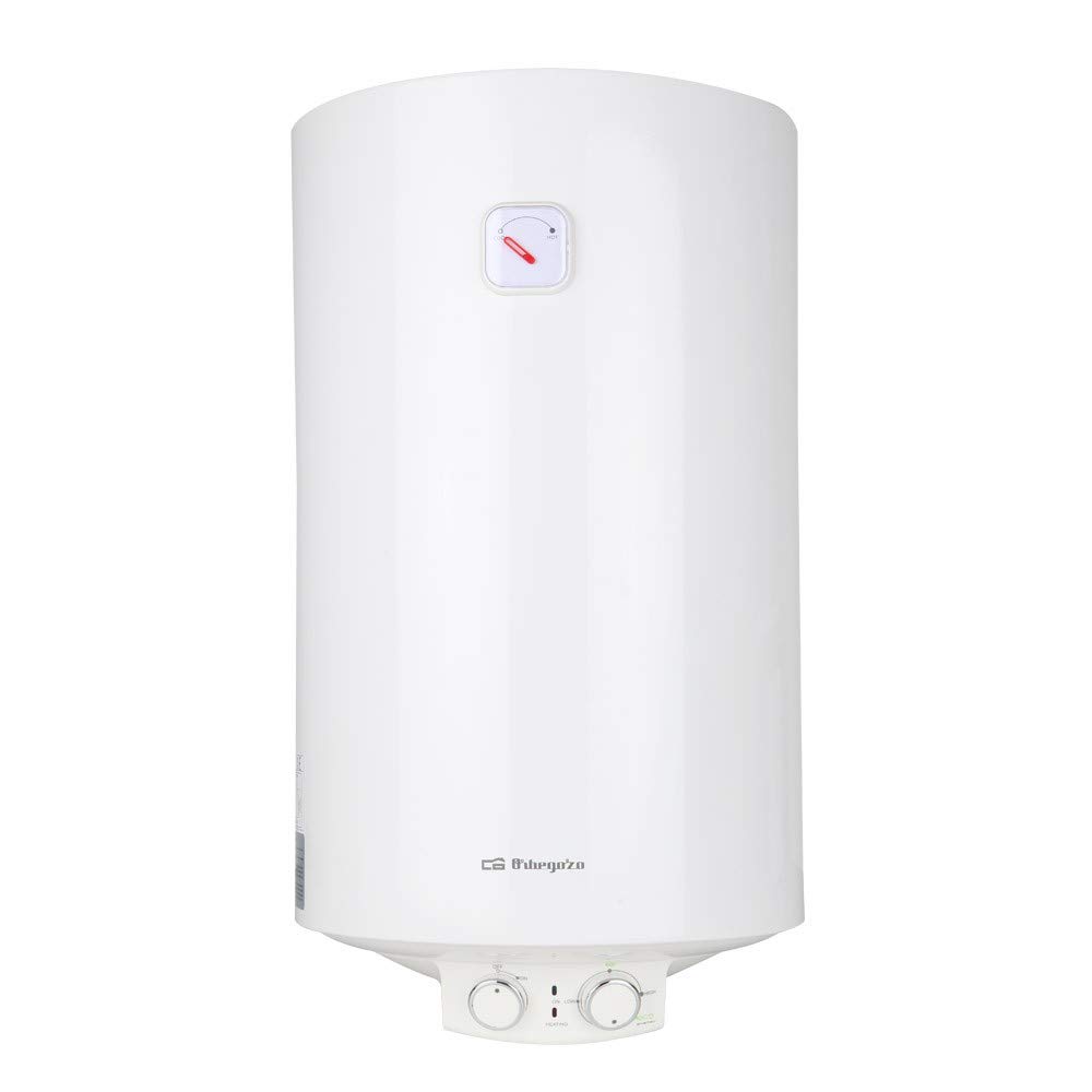 Orbegozo TRM 84 Termo eléctrico 80 litros, Modo ECO, Tanque esmaltado vitrificado, Termostato regulable, 1500 W de potencia, Negro
