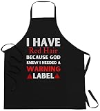 FunnyLazy kids i have red hair because god knew i needed a warning label Apron - 1 Size fits all Black Apon Kitchen Decor