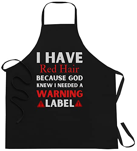 FunnyLazy kids i have red hair because god knew i needed a warning label Apron - 1 Size fits all Black Apon Kitchen Decor