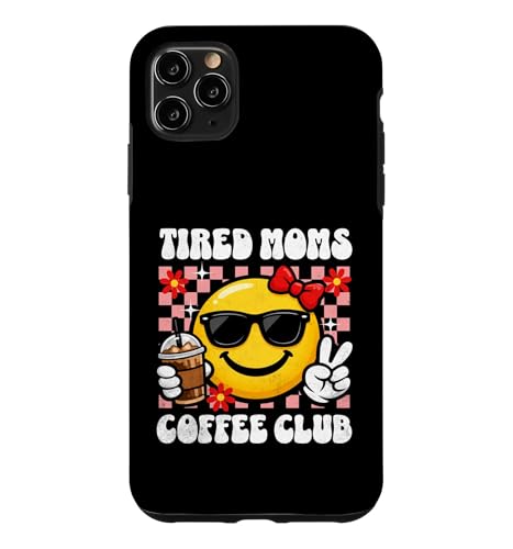 Tired Moms Coffee Club Happy Peace �T���O���X ���g�� �O���t�B�b�N �X�}�z�P�[�X iPhone 11 Pro Max �p
