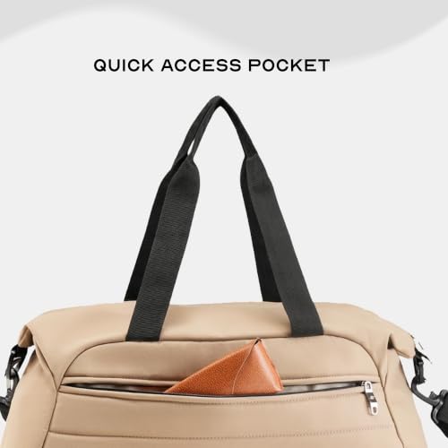 Image of Assembly Premium Weekender Duffle Bag with Attachable Shoulder Strap, Beige, 43 Liters
