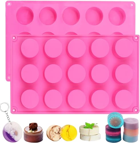 Image of LEGACYCART Round Chocolate Cookie Molds, New Size 15-Cavity Cylinder Chocolate Cover Cookie Silicone Molds for Candy Mini Cakes Jelly Baking