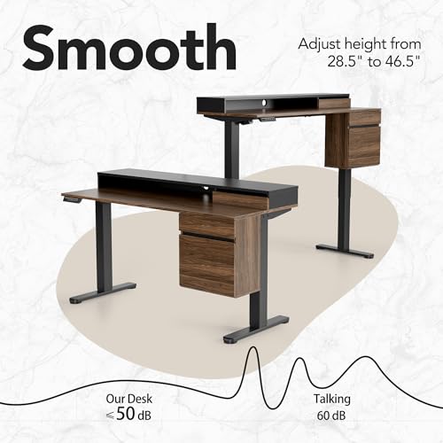 HUANUO Electric Standing Desk with 3 Drawers, 47 Inch Height Adjustable Stand Up Desk with Storage File Drawer, Computer Workstation with Monitor Stand for Home Office, Black Walnut - Image 4