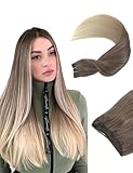26 Inch Hair Extensions Sew in Bundles Synthetic Weft 300g Thick Ombre Brown Long Straight Hair Weave