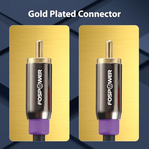 Image of FosPower 35FT RCA Subwoofer Audio Cable S /PDIF 24K Gold Plated Male to Male | Heavy-duty RCA to RCA subwoofer cable featuring 24K gold-plated connectors, dual shielding & corrosion resistance.