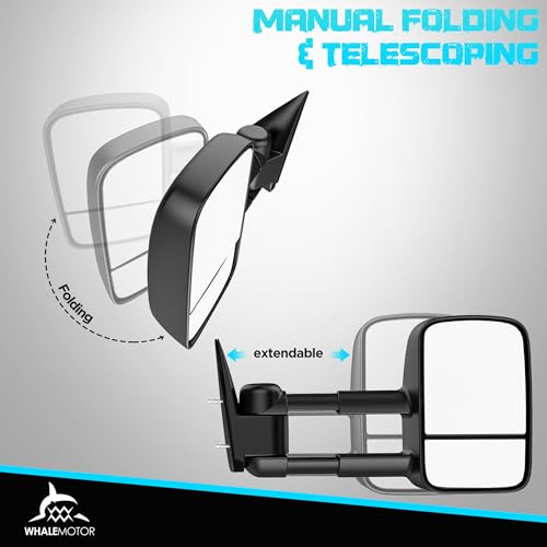 Image of Tow Mirrors Compatible with 1988-1998 Chevy GMC C /K 1500 2500 3500, Manual Folding Extended Trailer Towing Side Mirrors